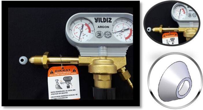 Argon, Azot, Karışım Gazı Basınç Düşürücüler Saatler - Sanayi Tüpleri Için Plastik Konik Conta (10 Adet)