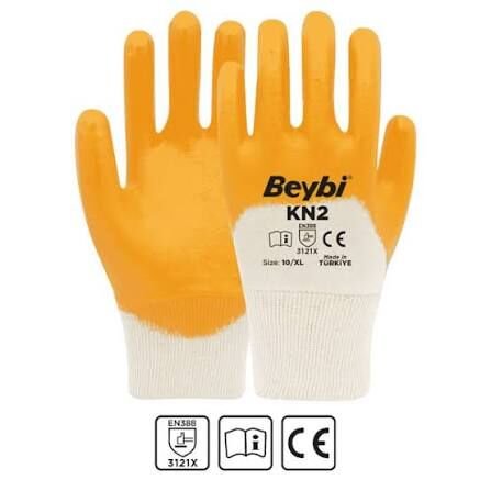 Beybi Kn2 Sarı Nitril İş Eldiveni 10 Beden 1 koli (288çift)