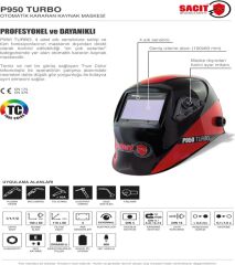 Sacit P950 Turbo Otomatik Kararan Colormatic Kaynak Maskesi